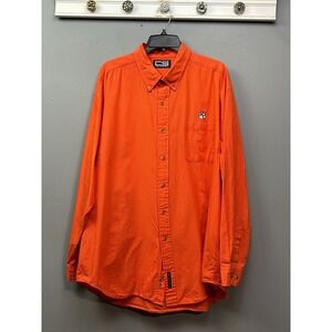 Crable Sportswear Shirt Mens 2XL Orange Clemson Tigers Paw Grid Button Down